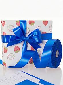 SHEIN 1pc Satin Ribbon(22 Meters/Roll),Double Faced Satin Ribbon For DIY Rose Decor, Gift Wrapping - Wedding Party Bow Ribbon For Table Chair Decoration, Flower Door, Gift Box, Cake Decor, Apparel Accessories, Weaving ,Creates Elegant Festive Atmosphere,Bow Ribbon(0.6/1/1.5/2/2.5/4/5 Cm Width) - Royal Blue - View 2