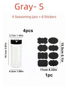 SHEIN Basic living 2/4/14pcs/1 Set Of Plastic Spice Jars With Clip Covers, Kitchen Storage Racks, Label Kits, Asymmetrical Stickers, Blackboard Stickers, PVC Waterproof Self-Adhesive Seasoning Jar Labels, Double Lid Seasoning Jars, Kitchen Household Salt, Monosodium Glutamate Seasoning Bottles, Sealed Moisture-Proof Large Caliber Transparent Measurable Seasoning Bottle Storage Racks, Simple Bottle Mouth Clip Food Clip Kitchen Clip Two-Color Plastic