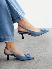 CUCCOO BIZCHIC 女士方扣尖头细高跟踝带高跟凉鞋，简约时尚高跟鞋 - 藍色 - 查看 4