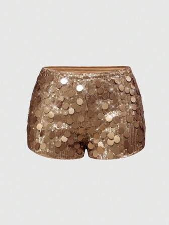 Grunge Punk Sexy Low Waist Elastic Black Sequin Sequins Shorts, Cute Tropical Music Festival Party Club Wear For Plus Size Women,Back To School