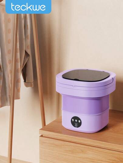 Teckwe Lavadora plegable, lavadora y secadora portátil tipo cubo totalmente automática con 3 modos de limpieza profunda de ropa interior, ropa de bebé y otras prendas pequeñas. Adecuada para apartamentos, dormitorios, hoteles 6L - Enchufe estadounidense