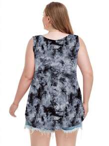 SHEIN LUNE 女士休闲宽松扎染黑色大码上衣