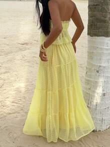 Sunnyshic Women Two Pieces Outfits For Daily Wear - Yellow - View 2