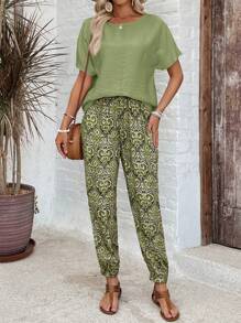 EMERY ROSE Women Two Pieces Outfits For Daily Wear - Green - View 4