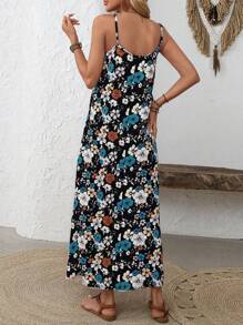 EMERY ROSE Women's Long Strap Dress, Fashionable For Summer - Black - View 2