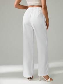 SHEIN Tall Women's Casual Solid Color Straight-Leg Pants