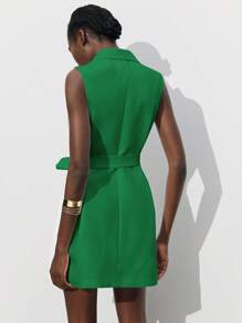 Maija Women's Fuchsia Waistband Urban Modern Casual Jumpsuit Shorts, Suitable For Outings, Festivals, Gatherings, Dates, Parties, Weddings, Music Festivals, Retro & 90s Style, Business Casual Office Wear,Autumn Outfits For Women, Christmas Women's Clothing - Green - View 7