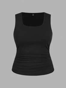 SHEIN LUNE 两件套休闲简约无袖上衣，大码女装，夏季女装返校季