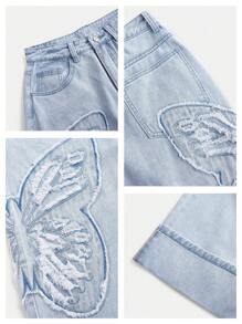 Anewsta Fashionable Embroidered Straight-Leg Jeans For Women - Blue - View 6