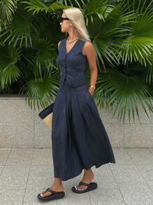 DAZY Women Two Pieces Outfits For Daily Wear - Navy Blue - View 6