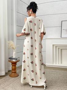 Yasmyna Women's Elegant Floral Embroidery Off-Shoulder Ruffle Hem Dress, Summer Women Summer Dresses Women Maxi Dresses