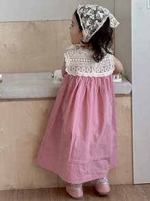 Dazy Kids Toddler Girls' Round Neck Lace Casual Nature-Inspired Sleeveless Dress - Pink - View 2