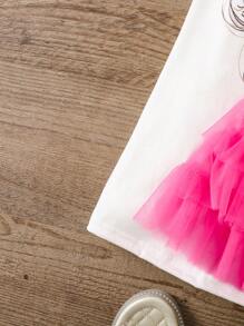 SHEIN Elladie kids Young Girl' Casual Simple Comfortable Vacation Dress With Cute Matching Bag Included - Multicolor - View 5