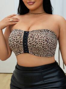 Bare Chapter Plus Size Non-Slip Strapless Sexy Leopard Front And Back One-Piece Bralette ClassicAnimalPrint - Multicolor - View 3