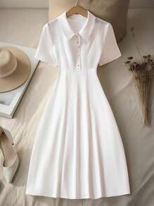 Franclia Đầm bodycon màu trơn dài vừa phải dành cho nữ - trắng - Xem 4