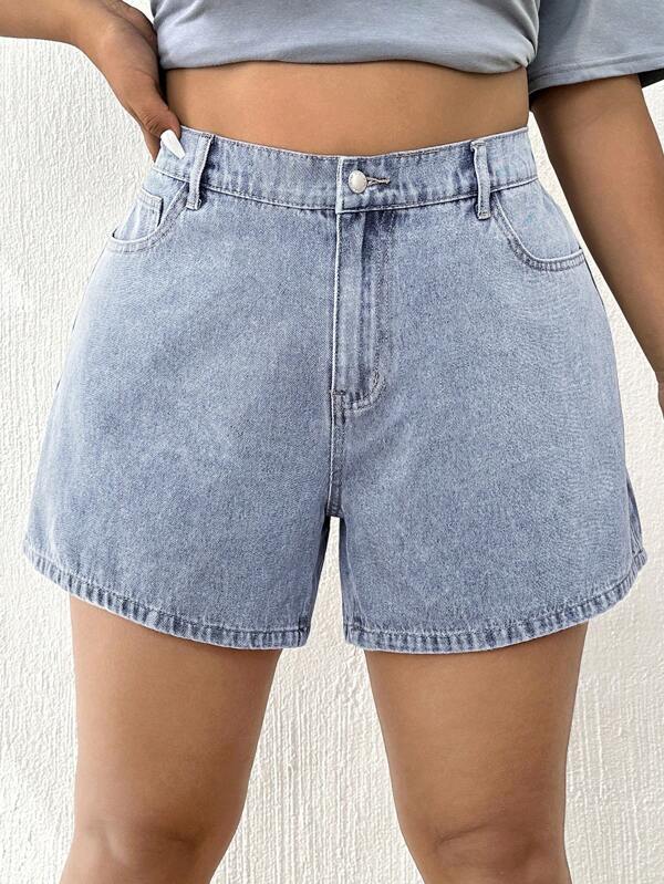 Elaquor Shorts vaqueros casuales y versátiles con bolsillos para mujer de talla grande