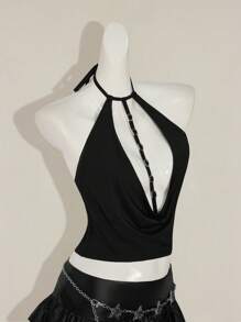 SHEIN ICON 女士纯色镂空时尚背心，适合夏季