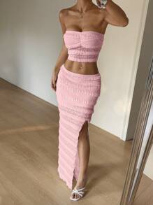 Sunnyshic Women Two Pieces Outfits For Daily Wear - Pink - View 3