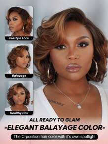 ALL READY WIG 分层剪裁融化蕾丝 4x4 无胶蕾丝闭合鲍勃假发 100% 真人发质 挑染 4P27# 弹力波浪 180% 密度鲍勃假发 度假装扮 旅行节舞会户外角色扮演校园学校海滩婚礼露营假日装扮夏季装扮 度假氛围魅力优雅休闲 Y2k 时尚风格 Ss25 关键词