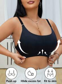 SHEIN Women's Regular Crossover Strap Seamless Bra - Black - View 3