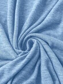 大码女式纯色圆领休闲毛衣连衣裙 - 淺藍色 - 查看 4