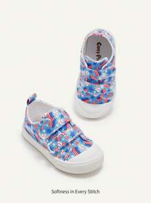 Cozy Pixies 1 Đôi Giày Thể Thao Đế Bằng Vải Canvas Màu Xanh Cho Bé Trai Thời Trang Dễ Thương Thoải Mái Thoáng Khí Thường Ngày, Phù Hợp Với Mọi Mùa Mặc Hàng Ngày - Nhiều màu - Xem 4