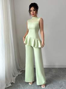 Chiquease Women Two Pieces Outfits For Daily Wear - Mint Green - View 6