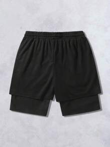 Manfinity ZONE917 Streetwear Funny Printed Dual Layer Pattern Shorts - Black - View 4