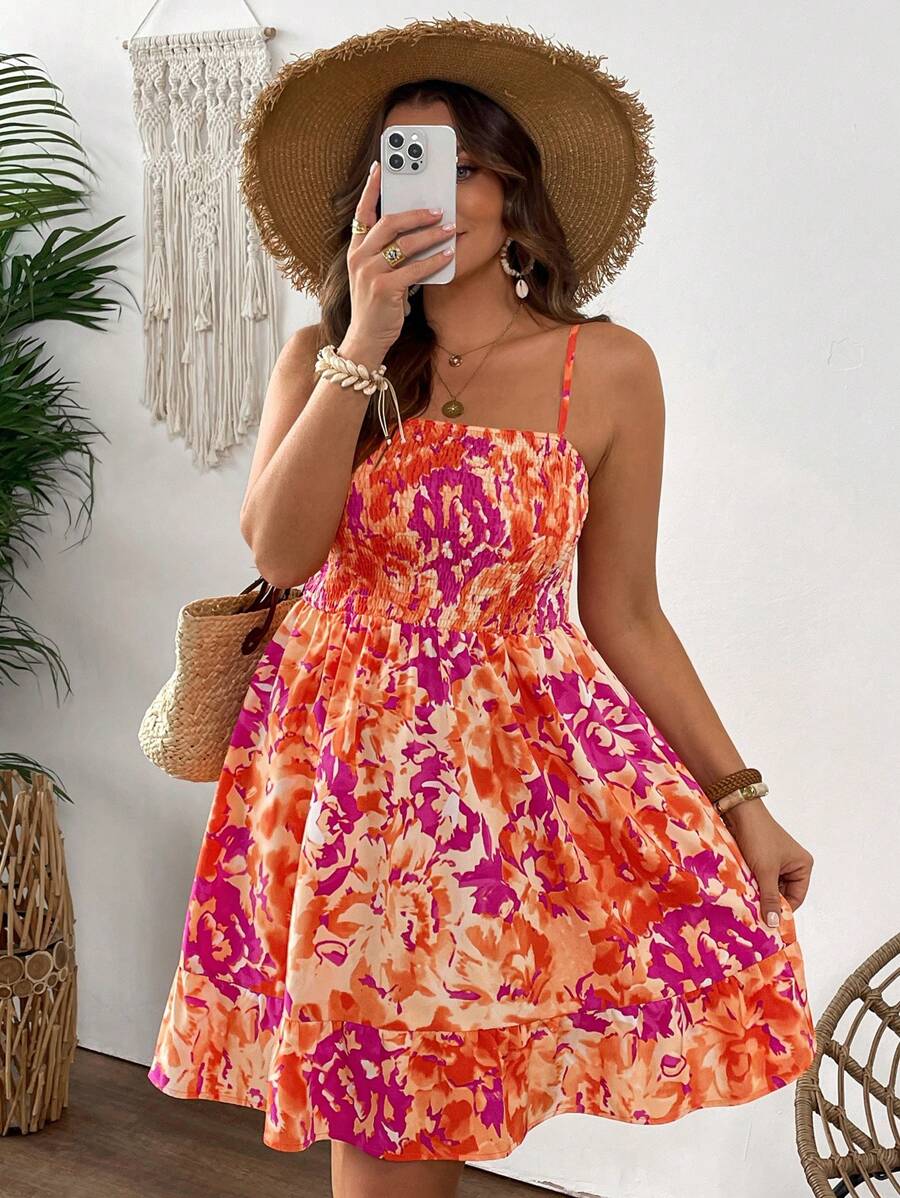 SHEIN VCAY Vestido de moda de tiras de espagueti de talla grande para verano