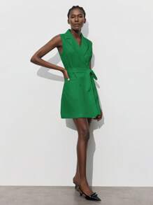 Maija Women's Fuchsia Waistband Urban Modern Casual Jumpsuit Shorts, Suitable For Outings, Festivals, Gatherings, Dates, Parties, Weddings, Music Festivals, Retro & 90s Style, Business Casual Office Wear,Autumn Outfits For Women, Christmas Women's Clothing - Green - View 2