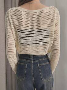 INAWLY Women Hollow Out Knitted Top, Fashionable For Summer Fall Cloth For Women