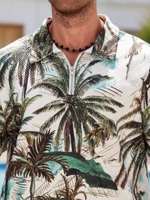 Manfinity RSRT Allover Print Men's Half Zip Polo Shirt And Shorts Set - Multicolor - View 4