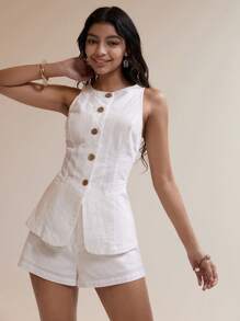 Easelle 2025 New Arrival Summer Women's Bohemian Style Vacation Outfit, White Woven Ladies' Suit Set Office Outfits For Women In Fall/Winter - White - View 5