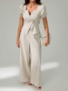 SHEIN Tall Women Two Pieces Outfits For Daily Wear - Apricot - View 8