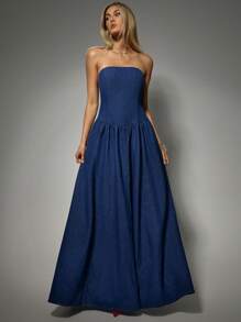 Avantive 春夏女士浪漫/舞会/正式/生日/90 年代服装/商务休闲女士/优雅/西部装/外出/时尚/休闲/Y2K 服装/俱乐部/办公室/鸡尾酒会/复古/紧身/狂欢服装节日/有趣/优雅/老钱/街头服饰/度假服装/乡村音乐会服装/工作服/端庄/春假/单身女郎服装/音乐会/坏人/基本款/毕业/A 字裙/牛仔女郎/深蓝色/露背/超长牛仔裙 - 藍色 - 查看 5