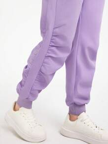 Scrubzie V-Neck Solid Color Scrub Uniform Set, Fashionable For Summer - Purple - View 6