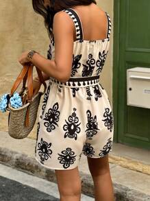 Selianne 女士时尚度假风印花连体裤，夏季 - 彩色 - 查看 2