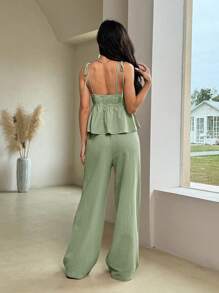 Comfortcana Trang phục hai mảnh dành cho phụ nữ mặc hàng ngày - Màu xanh Ô liu - Xem 6