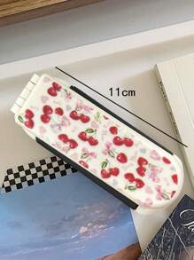 ROMWE Kawaii 1 pezzo Set portatile spazzola per capelli con specchio, pieghevole, con stampa di farfalle, fiori e ciliegie, ideale per il ritorno a scuola