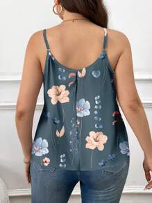 SHEIN Frenchy Plus Size Casual Elegant Floral Print Camisole Suitable For Summer - Multicolor - View 2