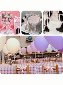 SHEIN 1pc Satin Ribbon(22 Meters/Roll),Double Faced Satin Ribbon For DIY Rose Decor, Gift Wrapping - Wedding Party Bow Ribbon For Table Chair Decoration, Flower Door, Gift Box, Cake Decor, Apparel Accessories, Weaving ,Creates Elegant Festive Atmosphere,Bow Ribbon(0.6/1/1.5/2/2.5/4/5 Cm Width) - Pink - View 4