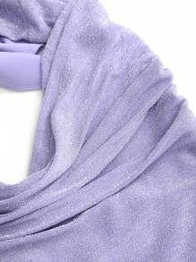 Sweetra 女士新款时尚性感派对俱乐部连衣裙，闪亮紫色金属面料，无袖圆领前褶饰迷你连衣裙，带金属装饰，适合春夏音乐节和舞会 - 紫色 - 查看 5