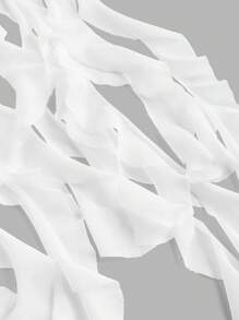 SHEIN ICON Women's Outgoing Asymmetric Ruffle High Slit Mesh Overlay Skirt, Black - White - View 4