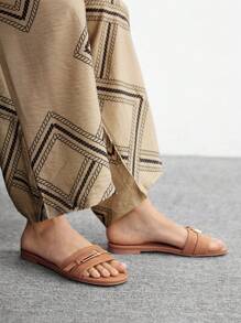 CUCCOO BIZCHIC Women Brown Comfortable Spring/Summer Fashionable Buckle Decor Sandals