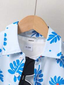 Chemise décontractée pour bébé garçon avec motif blocs de couleurs, col revere, manches courtes et boutons, convient pour le port quotidien, les fêtes et les occasions sociales. Chemise d'été pour bébé garçon, vêtements d'été pour bébés garçons, cardigans pour tout-petits, 6 mois - 3 ans - Multicolore - Voir 5