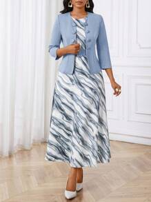 SHEIN Lady Women Two Pieces Outfits For Daily Wear - Blue - View 5