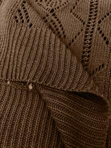 Calvaya Plus Size Women's Fashion Single-Breasted Long Cardigan Sweater, Casual Knitted Mid-Length Open Front Coat - Coffee Brown - View 8