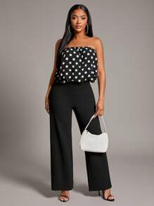 SHEIN SXY Top a fascia con stampa a pois alla moda per donna, abbigliamento da vacanza estiva