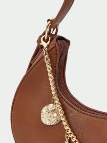 SHECARRY 女士时尚个性街头 Y2K 魅力链条手提包 - 棕色 - 查看 5