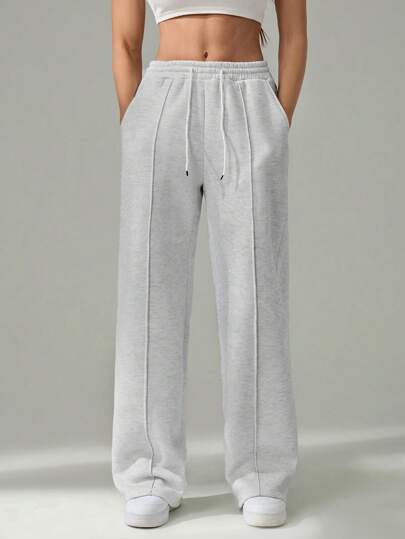 SHEIN Tall Pantalon de jogging droit avec détail en galet pour femme, pour l'automne